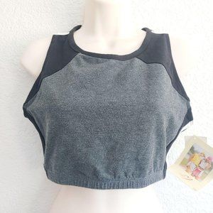 New Vintage Danskin Gray Crop Top Sports Bra LARGE Color Block Y2K Beach